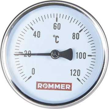 Термометр биметаллический ROMMER 80 мм 120 градусов с погружной гильзой 50 мм 1/2 (RIM-0001-805015)-1