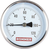 Термометр биметаллический ROMMER 80 мм 120 градусов с погружной гильзой 75 мм 1/2 (RIM-0001-807515)