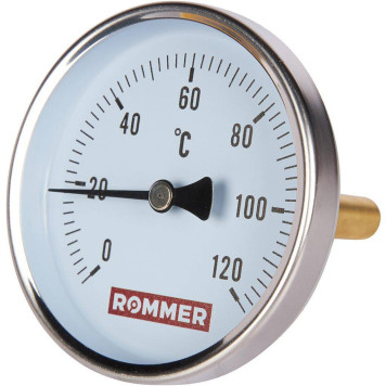Термометр биметаллический ROMMER 80 мм 120 градусов с погружной гильзой 75 мм 1/2 (RIM-0001-807515)-1