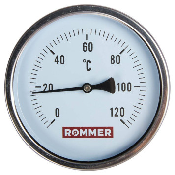 Термометр биметаллический ROMMER 100 мм 120 градусов с погружной гильзой 50 мм 1/2 (RIM-0001-105015)