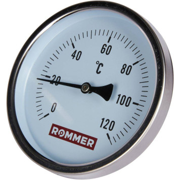 Термометр биметаллический ROMMER 100 мм 120 градусов с погружной гильзой 50 мм 1/2 (RIM-0001-105015)-1