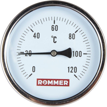 Термометр биметаллический ROMMER 100 мм 120 градусов с погружной гильзой 75 мм 1/2 (RIM-0001-107515)
