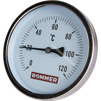 Термометр биметаллический ROMMER 100 мм 120 градусов с погружной гильзой 75 мм 1/2 (RIM-0001-107515)-1