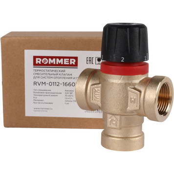 ROMMER RVM-0112-166020 Термостатический смесительный клапан для систем отопления и ГВС 3/4 ВР 35-60°С KV 1,6 (боковое смешивание) (RVM-0112-166020)-6