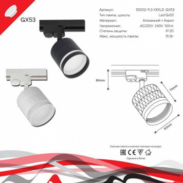 Светильник на штанге Reluce Technical 53002-9.3-001LD GX53 BK-6