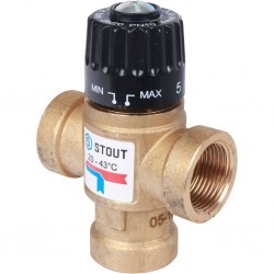 Термостатический смесительный клапан STOUT для систем отопления и ГВС 3/4 ВР 20-43°С KV 1,6 SVM-0110-164320