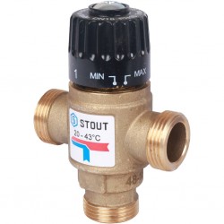 Термостатический смесительный клапан STOUT для систем отопления и ГВС 3/4 НР 20-43°С KV 1,6 SVM-0120-164320