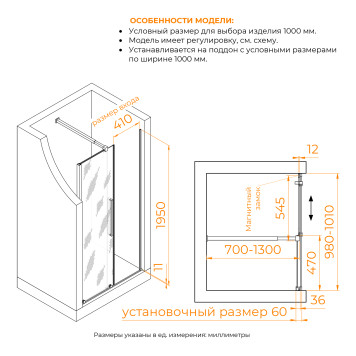 Душевая дверь RGW TO-18B 1000-1