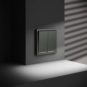 Выключатель двухклавишный с подсветкой без рамки Voltum S70 VLS020206-4