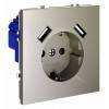 Розетка с заземлением и со шторкой и 2хUSB type A, без рамки Voltum S70 VLS040404