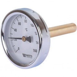 Термометр биметаллический Watts F+R801(T) с погружной гильзой 63 мм и штуцером 75 мм.