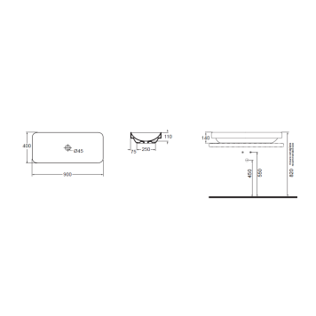 Azzurra Elegance Soft Раковина накладная/полувстраиваемая, 90x40xH14 см, без отв., цвет: Bianco lucido-1