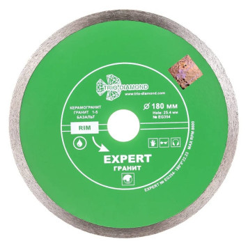Диск алмазный Trio-Diamond 180*25,4 сплошной Эксперт Гранит hot press EG354-2