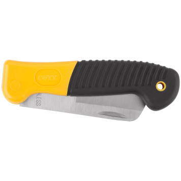 Нож электрика складной нержавеющий Профи, прямое лезвие 80 мм, прорезиненная ручка-4