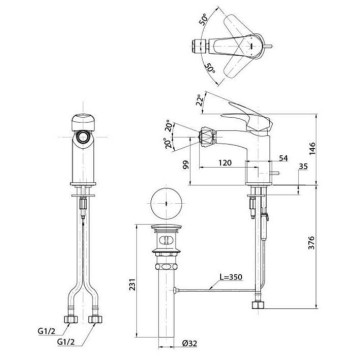 TOTO GM Смеситель для биде на 1 отв, со сливным клапаном, цвет: хром-1