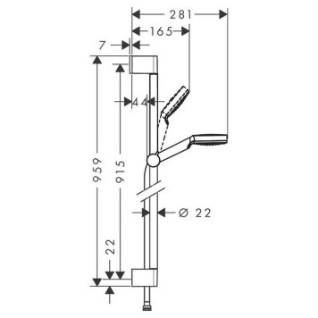Hansgrohe Crometta Vario Unica Душевой набор: штанга 900mm, ручной душ, 1jet (Rain), шланг, цвет: белый/хром. 26537400-1