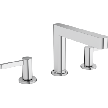 HG 76 033 000 Finoris Смеситель для раковины 113 мм, на 3 отв., керамика 90°, PushOpen, 5 л/мин, Ком 76033000