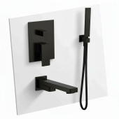 AQM8411MB Savona Набор для комплектации ванны с изливом и ручным душем, цвет черный матовый AQM8411MB