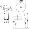 Duravit White Tulip Раковина напольная Oslash;50х h90см., без перелива, без отв., сифон, слив в стену, цвет: белый