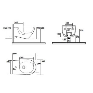 Kerasan Aquatech Биде подвесное 55х36см, 1 отв., цвет: белый-2