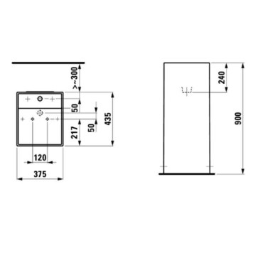 Laufen Kartell Раковина 37.5х43.5х90 см, 1 отв., напольная, без перелива, цвет: белый. 8.1133.1.000.111.1-3