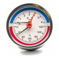 Термоманометр, аксиальный, D80, 1/2 Н, 10 bar (1 МПа), от 0°C до 120°C