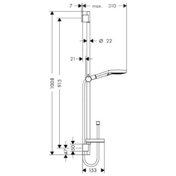 Hansgrohe Raindance Select E Душевой набор: штанга 90см., ручной душ 120, 3jet (Rain, RainAir, WhirlAir), мыльница, шланг, цвет: белый/хром-1