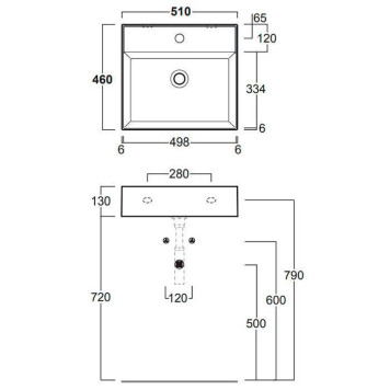 Simas Agile Раковина 51х46см., подвесная, 1 отв., с переливом, цвет: белый матовый-2