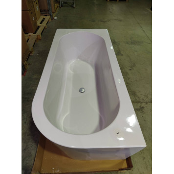 KNIEF Wall Corner R Ванна пристенная с монтажом в левый угол 180х80х60см, с щелевым переливом, цвет: белый со слив-переливом УЦЕНЕНА-1