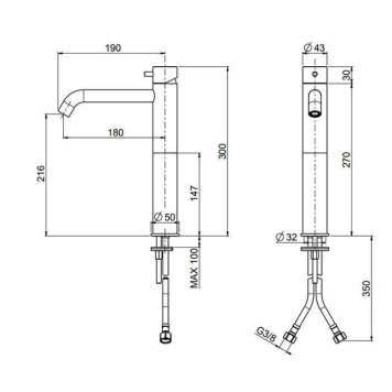 QuadroDesign Source Смеситель для раковины, на 1 отв., высокий, цвет: brushed stainless steel-1
