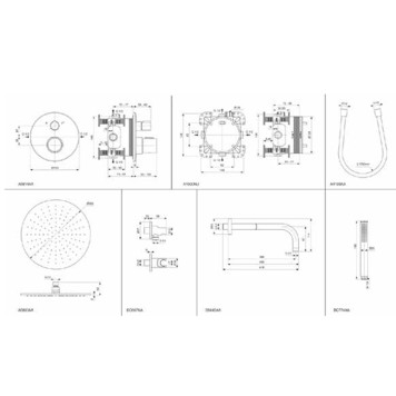 Ideal Standard Ceratherm T100 Душевой комплект: встраиваемый термостатический смеситель, верхний душ Oslash;30см., держатель, лейка для душа и шланг 175см., цвет: хром. A7573AA-3