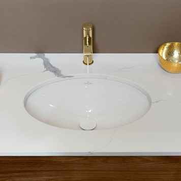 VilleroyBoch Evana Раковина 50х35х22см., без отв., встраиваемая под столешницу, с переливом, с крепежом, цвет: альпийский белый. 61470001-2