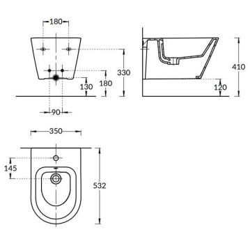 Kerama Marazzi Plaza Modern Биде подвесное, с 1 отв., цвет: белое глянцевое-4