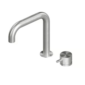 QuadroDesign Source Смеситель для раковины, на 2 отв., цвет: brushed stainless steel