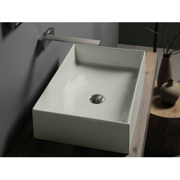 Раковина, Scarabeo, Teorema 2.0, шгв 600-400-140, отверстия для смесителя-отсутствуют, цвет-Pearl