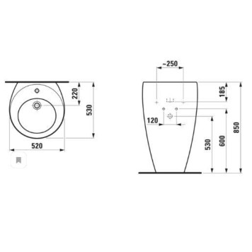 Laufen Alessi One Раковина пристенная 52х53х85 см, 1 отв., покрытие LLC, цвет: белый-4