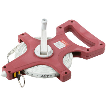 Рулетка землемерная, красный открытый корпус, фибергласовая лента 30 м-1