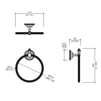 Devon Devon Black Diamond Полотенцедержатель - кольцо 21см., подвесной, цвет: хром-1