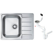 Alv 1144603 Line Max 110 Мойка I обор, 1 чаша, 0,7 мм, SAT, 3½ 610x500 +сифон 1130551