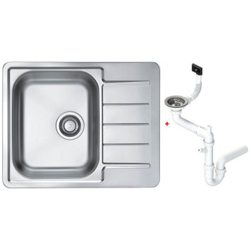 Alv 1144603 Line Max 110 Мойка I обор, 1 чаша, 0,7 мм, SAT, 3½ 610x500 +сифон 1130551