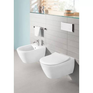 Villeroy amp;Boch Subway 2.0, Унитаз подвесной 370*560*365, безободковый, в комплекте сиденье SlimSeat, микролифт, цвет альпийский белый-12