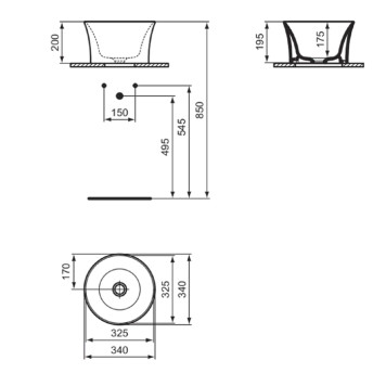 Ideal Standard La Dolce Vita Раковина d34хh20см., накладная, без отв., с крепежом, цвет: белый глянец. E271701-10