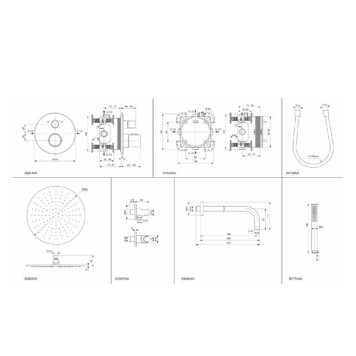 Ideal Standard Ceratherm T100 Душевой комплект: встраиваемый термостатический смеситель, верхний душ Oslash;30см., держатель, лейка для душа и шланг 175см., цвет: черный матовый. A7573XG-4