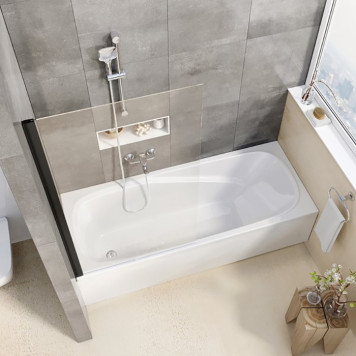 Ravak Pivot Шторка для ванны 80см., транспарент, цвет: черный. 79840300Z1-1