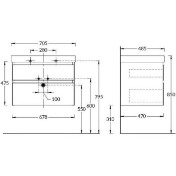 Kerama Marazzi Cubo Тумба подвесная, 67.8х47х47.5см., с ящиками, цвет: лимо матовая-4