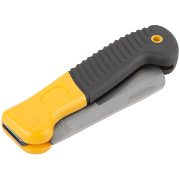 Нож электрика складной нержавеющий Профи, прямое лезвие 80 мм, прорезиненная ручка-5