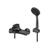 Gattoni H2Omix7000 Смеситель для ванны настенный однорычажный, с ручной лейкой и держателем, цвет: черный матовый. 7000070NO