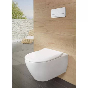 Villeroy amp;Boch Subway 2.0, Унитаз подвесной 370*560*365, безободковый, в комплекте сиденье SlimSeat, микролифт, цвет альпийский белый-9