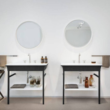 Agape Novecento XL Раковина на стальной базе 90x55x13 см, 3 отв., напольная, цвет: матовый белый/темный серый. ACER1072G, ACER10703RBG *3-1
