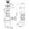 Сифон McAlpine бутылочный 1 1/2 quot; х 32 мм с выпуском 70 мм пробка отвод L=300-500 мм под 90 выход 40/50 мм
